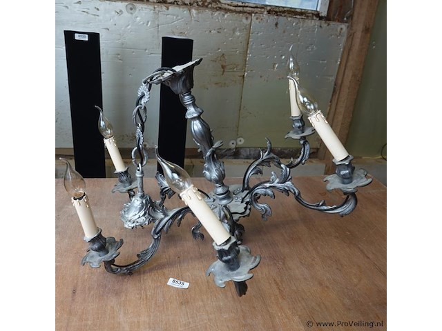 Tinnen florentijns design kandelaber - afbeelding 1 van  5