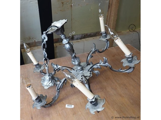 Tinnen florentijns design kandelaber - afbeelding 2 van  5