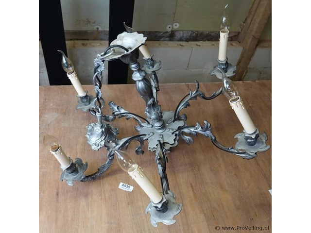 Tinnen florentijns design kandelaber - afbeelding 4 van  5