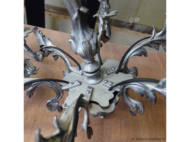 Tinnen florentijns design kandelaber - afbeelding 5 van  5