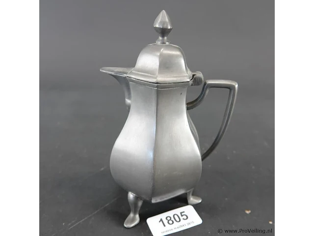 Tinnen koffiekan of theepot - afbeelding 1 van  5