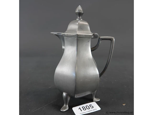Tinnen koffiekan of theepot - afbeelding 2 van  5