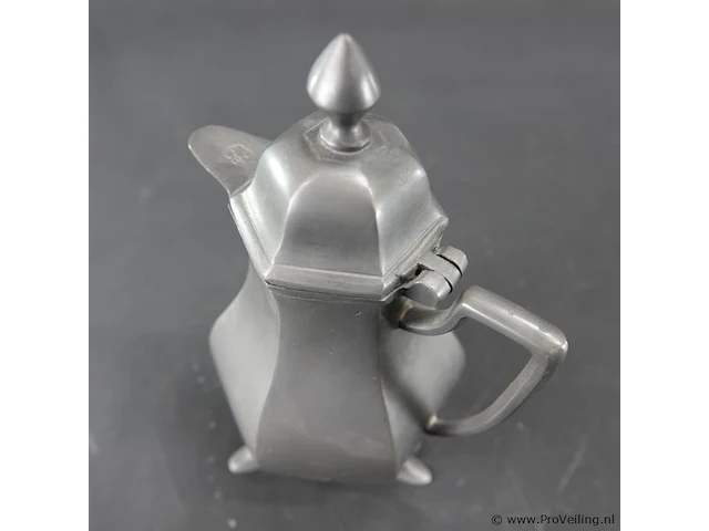 Tinnen koffiekan of theepot - afbeelding 3 van  5