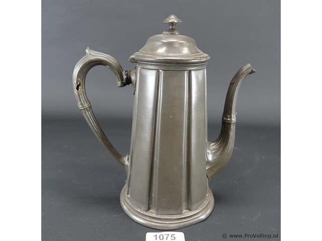 Tinnen koffiepot ca. 1880-1890 gemaakt door sharman & hydes sheffield, engeland. - afbeelding 1 van  5