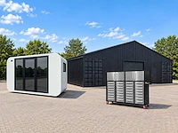 Tiny houses, containers, opslagtenten en werkbanken