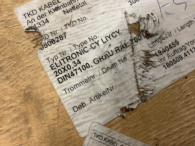 Tkd kabel elitronic cy liycy 20x0.34mm2 haspel signaalkabel - afbeelding 2 van  2