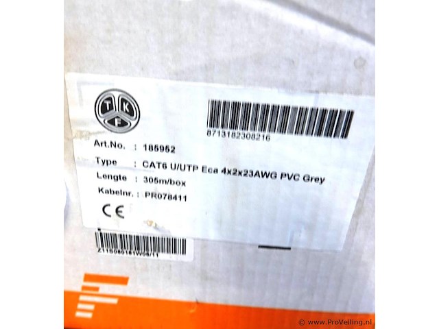 Tkf utp kabel 4x 2x 23awg eca grijs - afbeelding 2 van  5