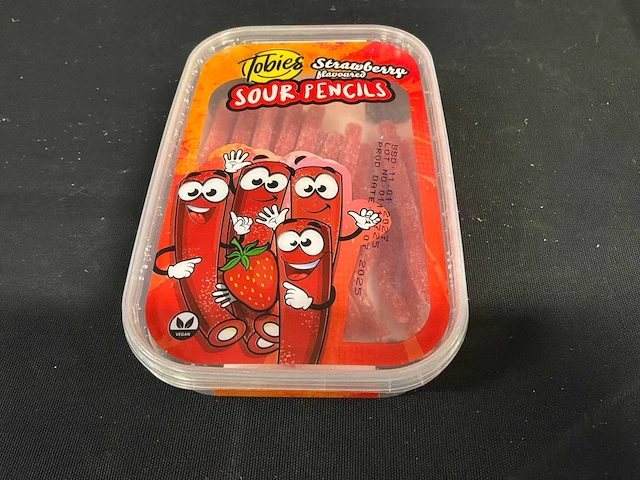 Tobies sour pencils strawberry vegan snoepgoed (216x) - afbeelding 1 van  5