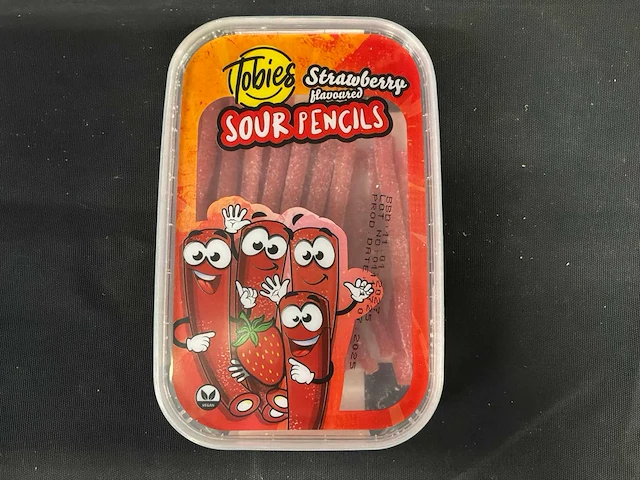 Tobies sour pencils strawberry vegan snoepgoed (216x) - afbeelding 3 van  5