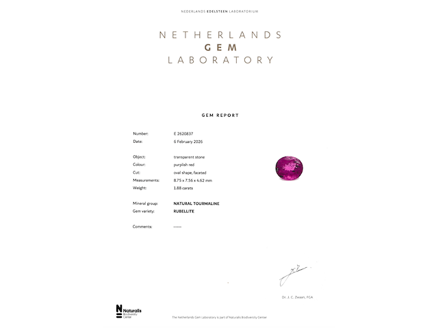 Toermalijn - 1.88 carat natuurlijke rubelliet - afbeelding 3 van  3