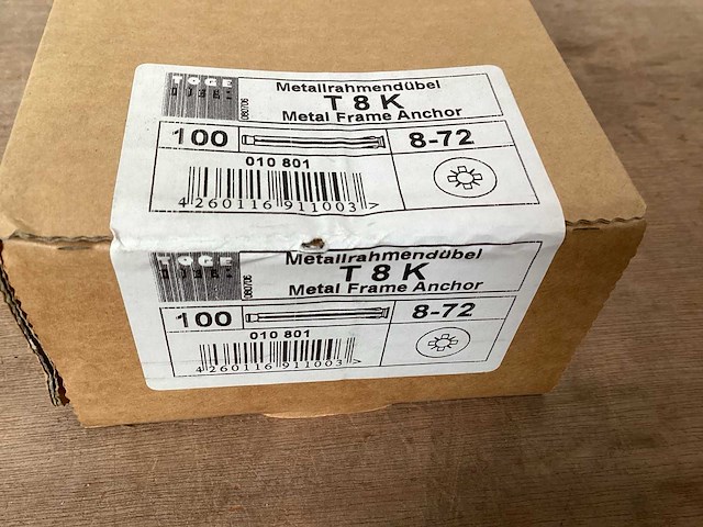 Toge kozijnplug metaal 8x72, doos 100 stuks (60x) - afbeelding 2 van  6