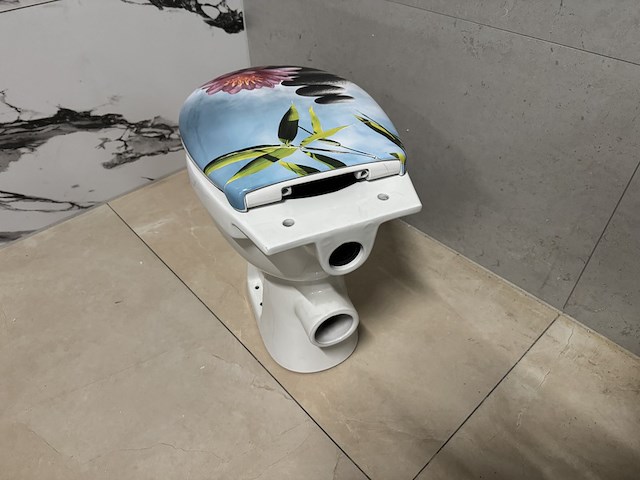 Toilet met spoelbak + gekleurde toiletbril wb - afbeelding 4 van  4