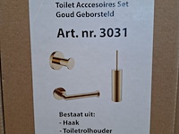 Toiletaccessoire-set, goud geborsteld - afbeelding 1 van  2