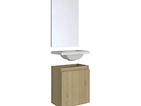 Toiletmeubel fontein 40 cm + spiegel, allibert, porto pack, wit / hout - afbeelding 1 van  6