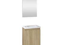 Toiletmeubel fontein 40 cm + spiegel, allibert, porto pack, wit / hout - afbeelding 2 van  6