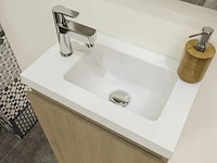 Toiletmeubel fontein 40 cm + spiegel, allibert, porto pack, wit / hout - afbeelding 3 van  6