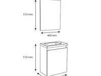 Toiletmeubel fontein 40 cm + spiegel, allibert, porto pack, wit / hout - afbeelding 4 van  6