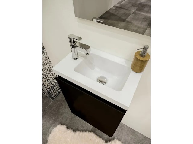 Toiletmeubel fontein 40 cm + spiegel, allibert, porto pack, zwart - afbeelding 3 van  5