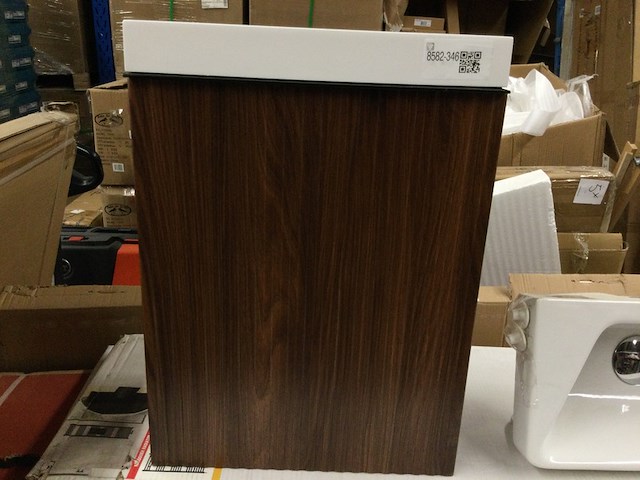 Toiletmeubel + wasbak + sifon, bruin/wit - afbeelding 1 van  4