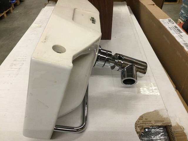 Toiletmeubel + wasbak + sifon, bruin/wit - afbeelding 3 van  4