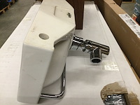 Toiletmeubel + wasbak + sifon, bruin/wit - afbeelding 3 van  4