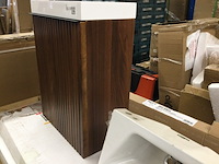 Toiletmeubel + wasbak + sifon, bruin/wit - afbeelding 4 van  4