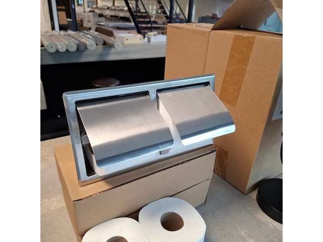 Toiletpapierhouder inbouw, rvs geborsteld - afbeelding 2 van  6