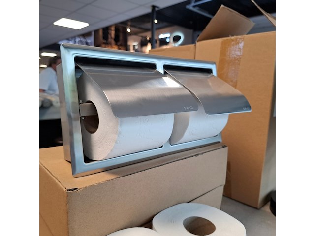 Toiletpapierhouder inbouw, rvs geborsteld - afbeelding 2 van  5