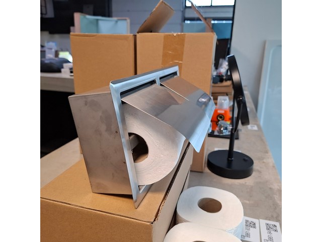 Toiletpapierhouder inbouw, rvs geborsteld - afbeelding 4 van  5