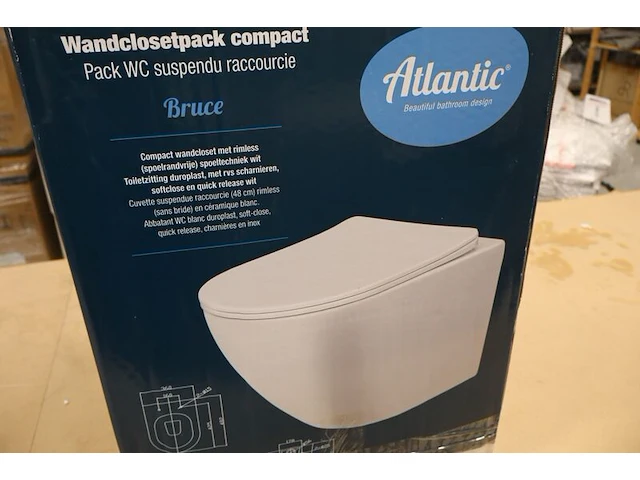 Toiletpot met toiletbril atlantic, bruce compact, wit - afbeelding 4 van  7