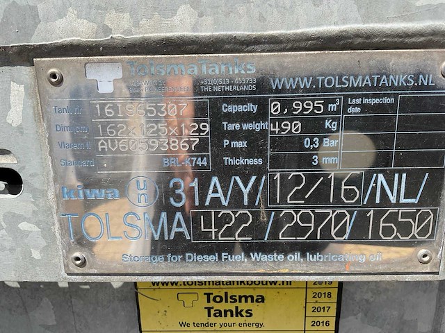 Tolsma ibc container brandstof opslagtank - afbeelding 4 van  12
