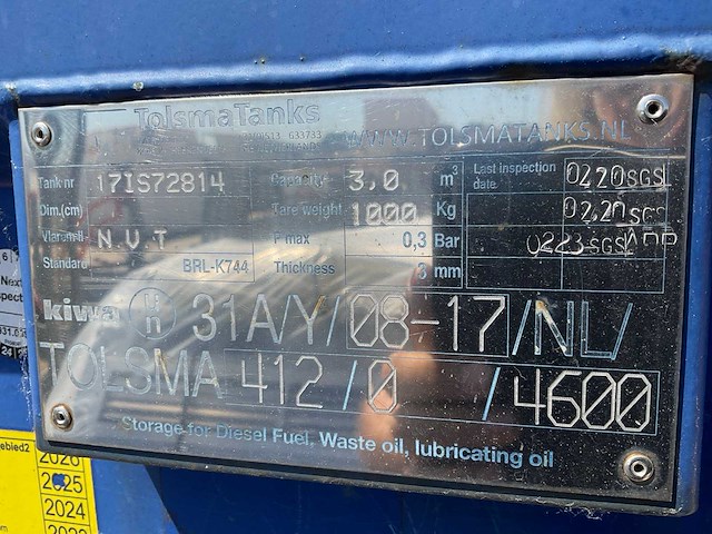 Tolsma ibc container brandstof opslagtank - afbeelding 2 van  3