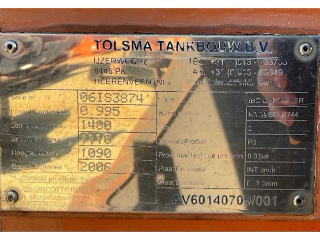 Tolsma ibc container brandstof opslagtank - afbeelding 9 van  9