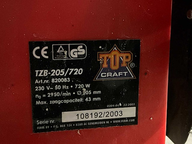 Top craft tzb-205/720 steenzaagmachine - afbeelding 6 van  6