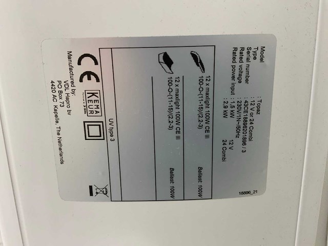 Topaz 12v/24 combi pilot uv-behandeling opstelling - afbeelding 4 van  4