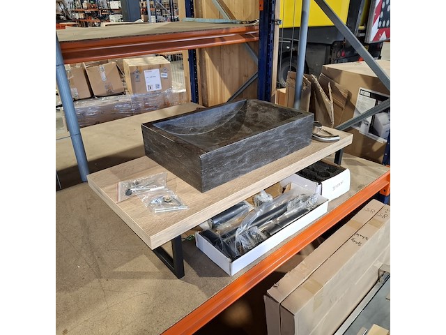 Topblad met steunen maatwerk, rustiek eiken - afbeelding 1 van  10