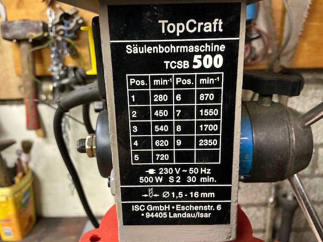 Topcraft tcsb500 kolomboormachine - afbeelding 7 van  7