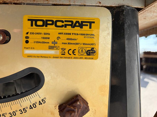 Topcraft ttcs-1500/2012nl tafelcirkelzaag - afbeelding 3 van  9