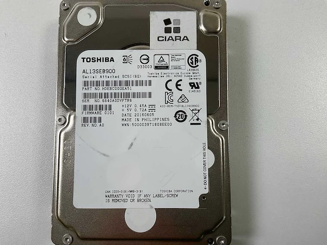 Toshiba 17x 900 gb sas(al13seb900) hdds (17x) - afbeelding 2 van  10
