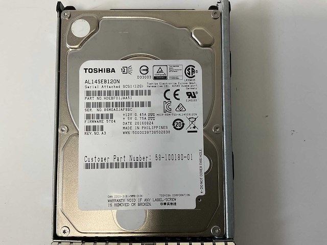 Toshiba (hdebf01jaa51) 1.2 tb sas hdds (42x) - afbeelding 4 van  9