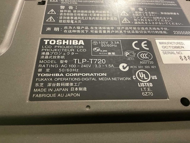 Toshiba tlp-t720 projector - afbeelding 7 van  7