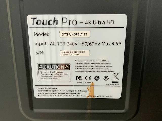 Touch pro - 86" (ots-uhd86v1t1) 4k uhd interactief touchscreen on rolling stand - afbeelding 5 van  5