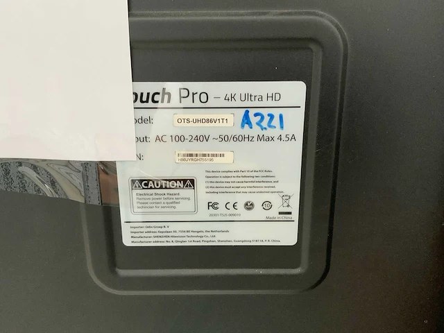 Touch pro - 86" (ots-uhd86v1t1) 4k uhd interactief touchscreen on rolling stand - afbeelding 5 van  5
