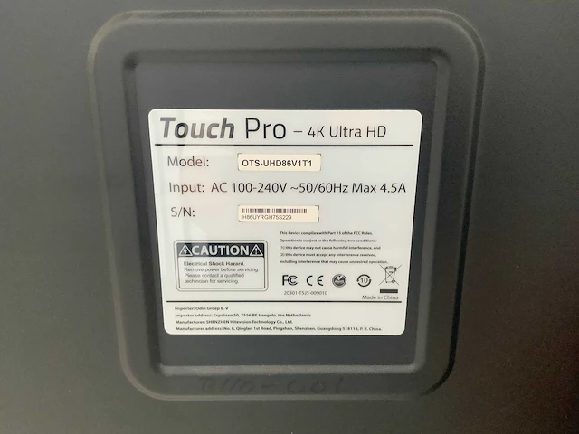 Touch pro - 86" (ots-uhd86v1t1) 4k uhd interactief touchscreen on rolling stand - afbeelding 5 van  5