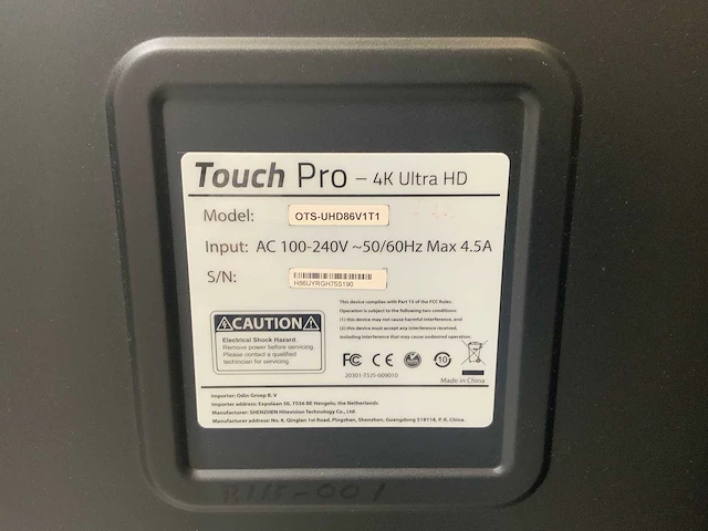 Touch pro - 86" (ots-uhd86v1t1) 4k uhd interactief touchscreen on rolling stand - afbeelding 5 van  5