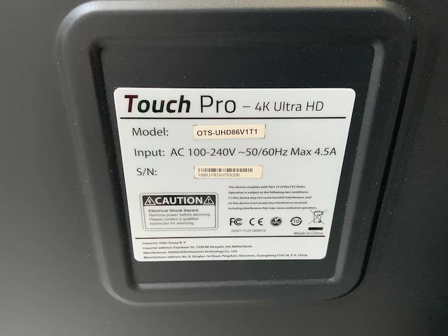 Touch pro - 86" (ots-uhd86v1t1) 4k uhd interactief touchscreen on rolling stand - afbeelding 5 van  5