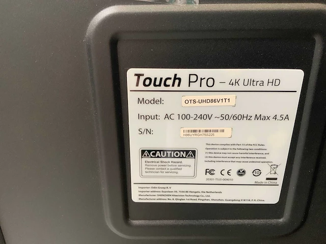 Touch pro - 86" (ots-uhd86v1t1) 4k uhd interactief touchscreen on rolling stand - afbeelding 5 van  5