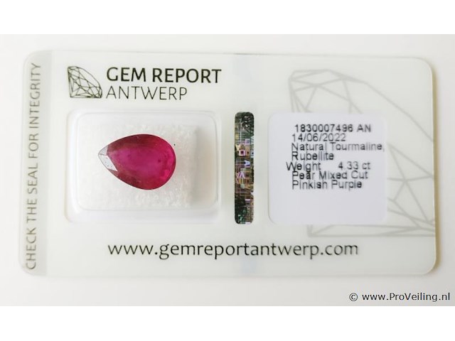Tourmaline 4.33ct gra certified - afbeelding 2 van  4