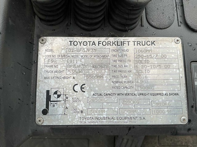 Toyota - 02-8-fgjf-35 - forklift trucks - 2016 - afbeelding 2 van  10