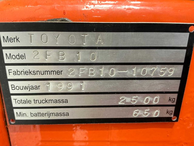 Toyota - 1991 - 2fb10 - vorkheftruck - afbeelding 15 van  19